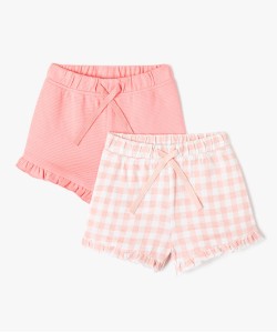 Short en coton avec volants bébé fille (lot de 2)
